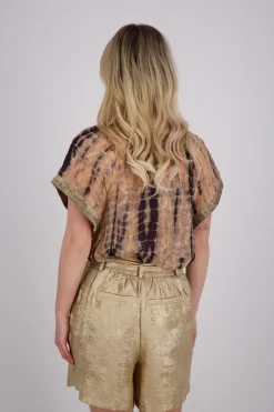 Short Metallic Lamee Beige